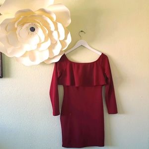 Rich Red Off-the-Shoulder Bodycon Mini Dress